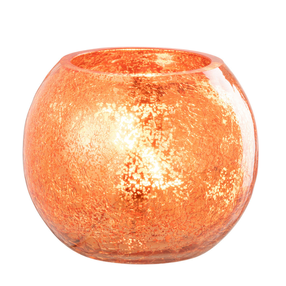 J-Line theelichthouder Bal Craquelé - glas - goud - small