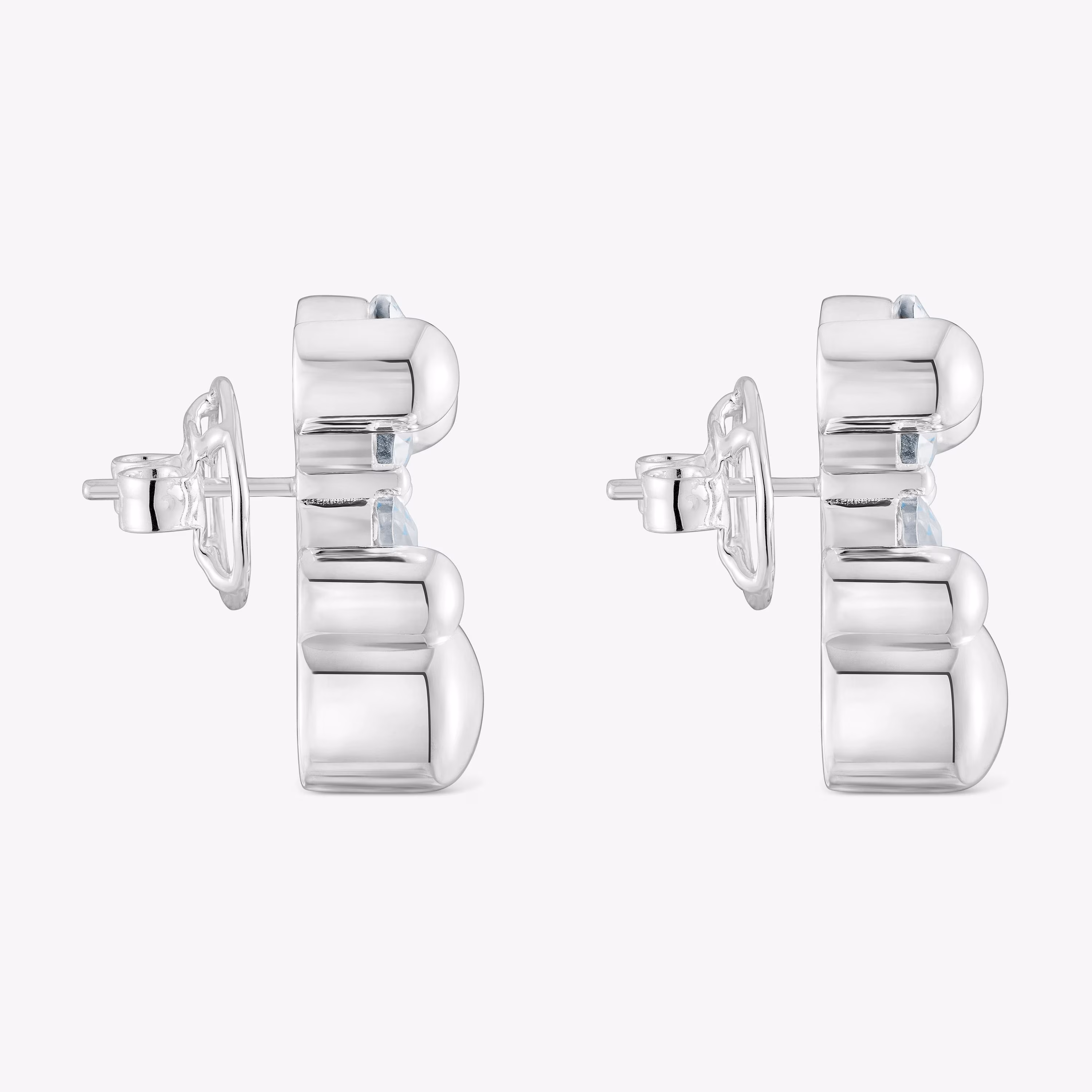 Pendientes motivo oso de plata y cuarzo cristal de roca 23 mm Color Bear