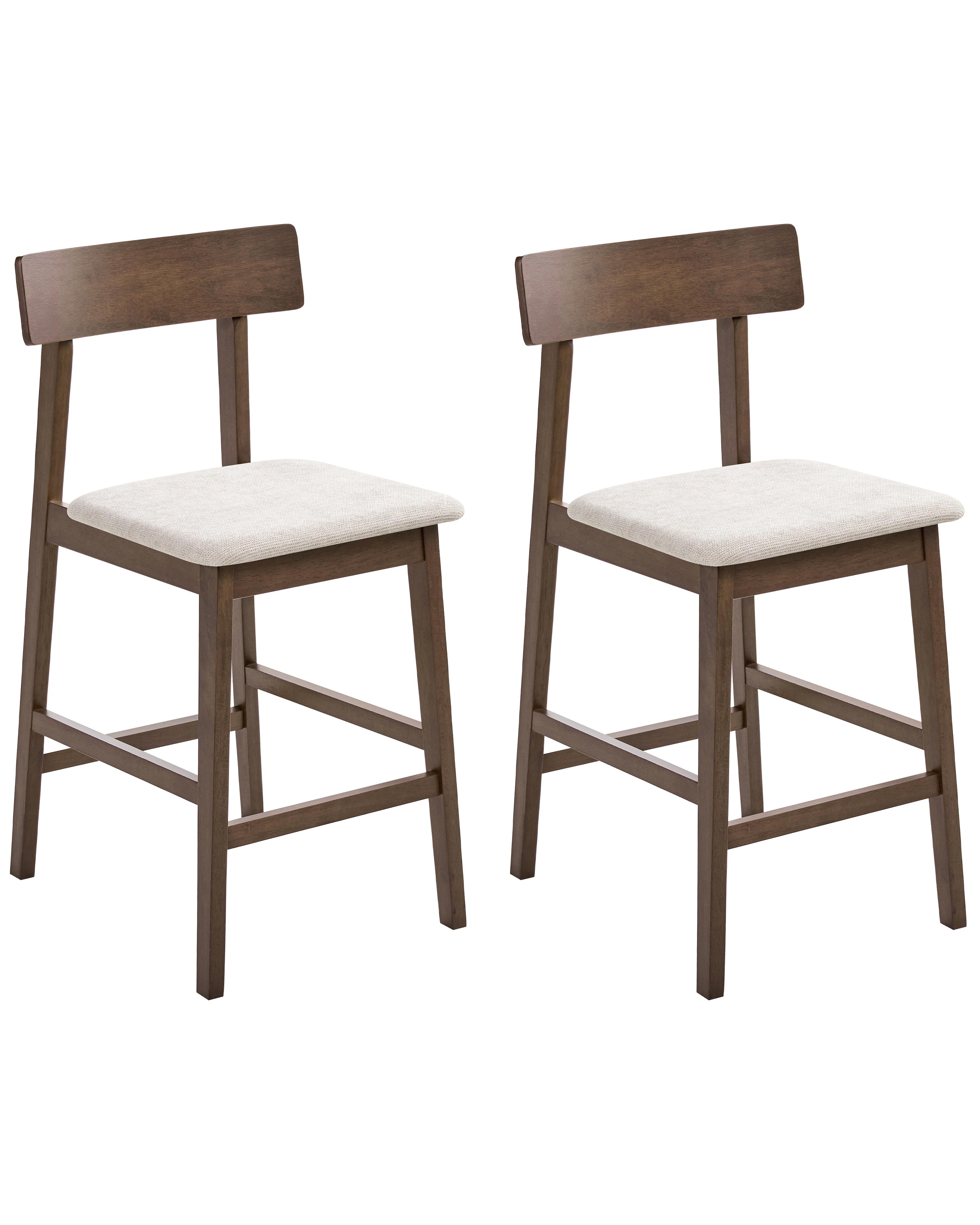 Set of 2 Bar Chairs ISANTI Wood Dark Brown/ Taupe