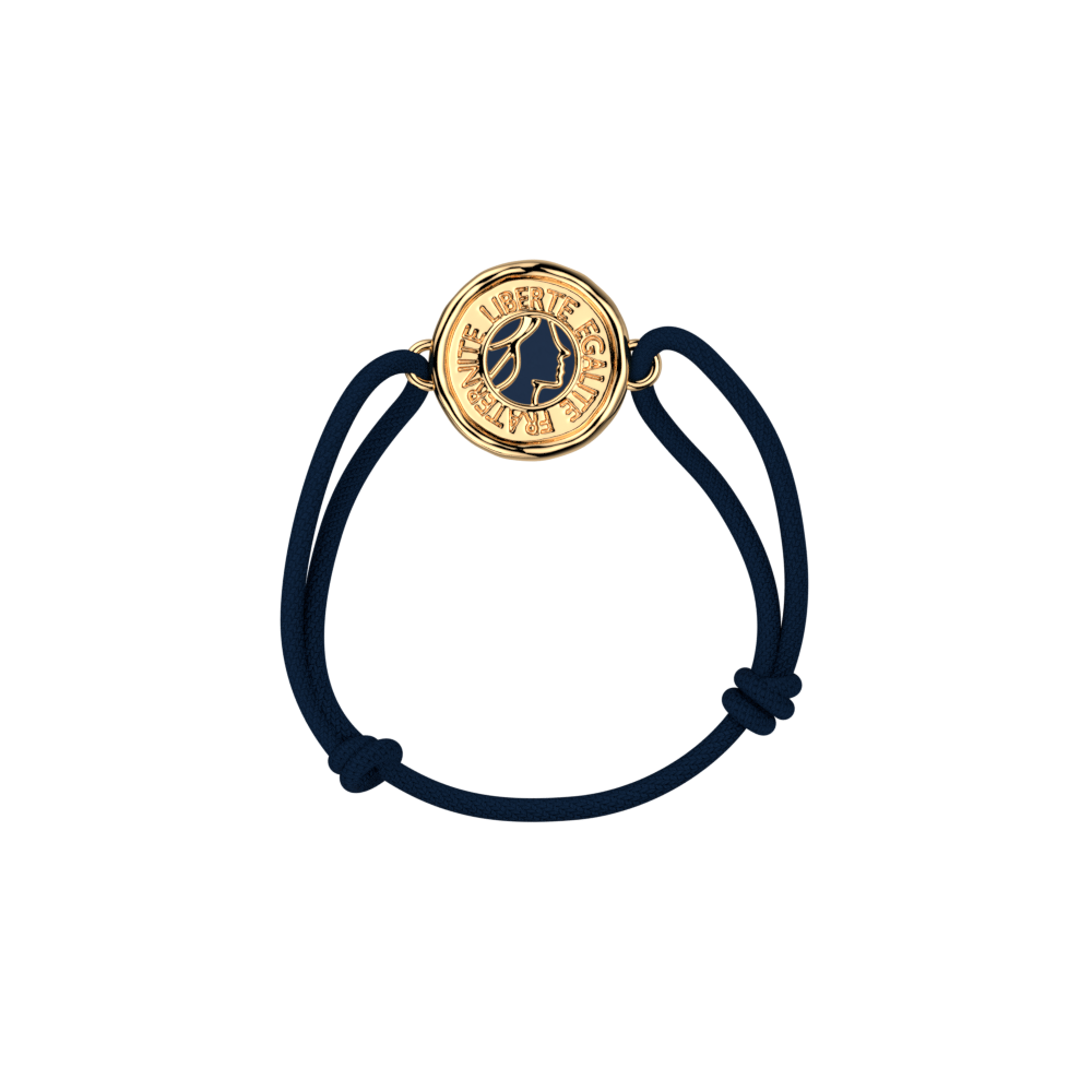 Bracelet cordon Marianne, cuir réversible Ciel étoilé / Marine