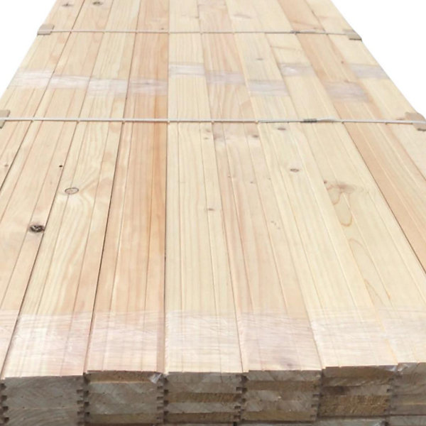 Pack de 20 lattes de bardage à rainure et languette en bois de pin massif 1x10x240 cm (4,80 m2)