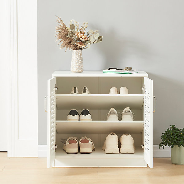 Meuble à chaussures Loeten 62 x 63 x 36 cm blanc en.casa