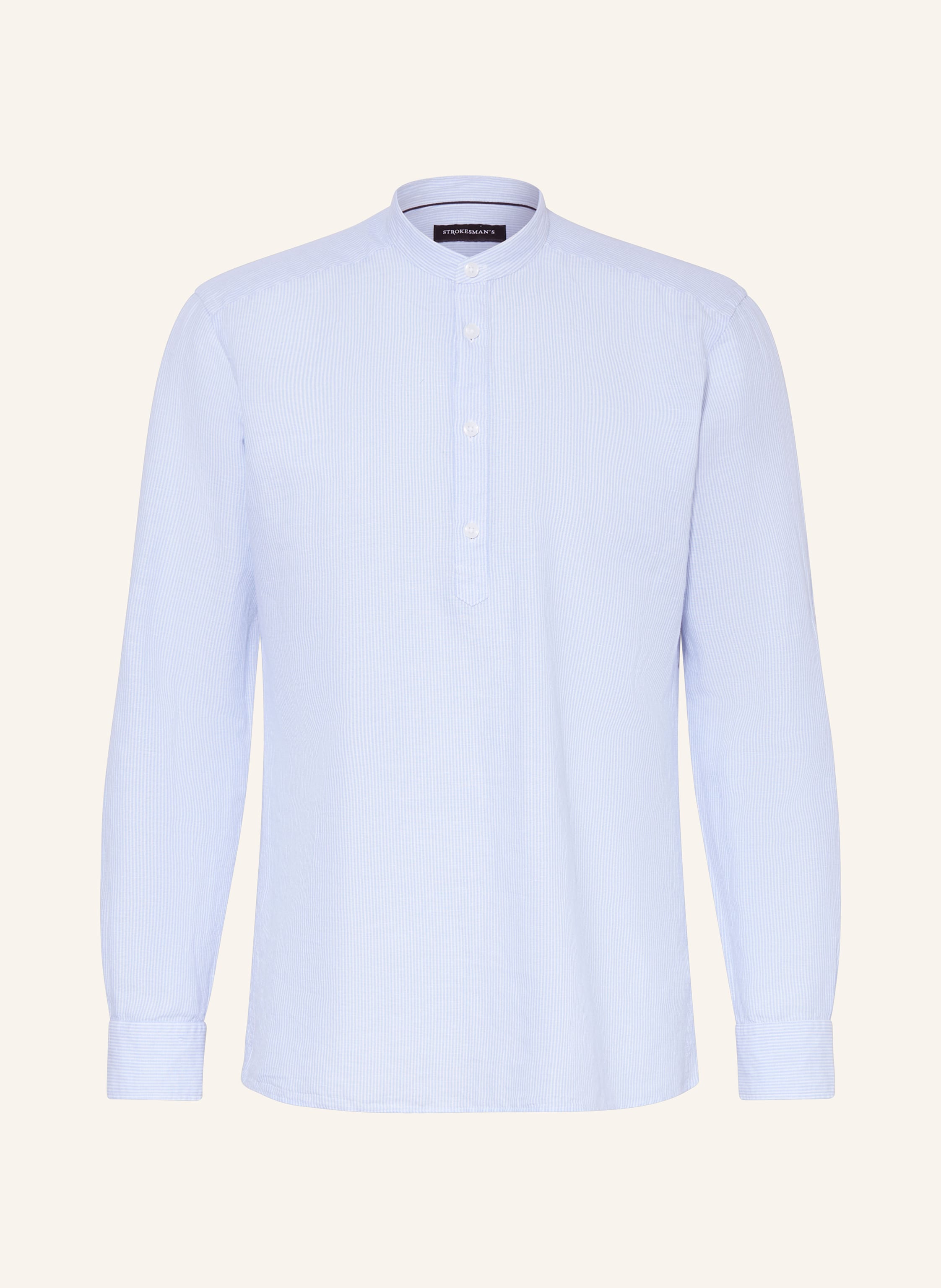 STROKESMAN'S Hemd Regular Fit mit Leinen und Stehkragen