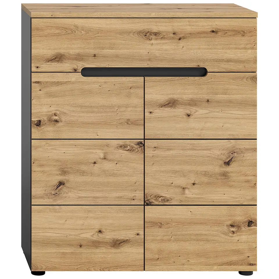 Hioshop Canu schoenenkast 1 lade 2 deuren eiken decor