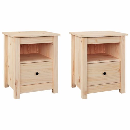 NNEVL Bedside Cabinets 2 pcs 40x35x49 cm Solid Wood Pine