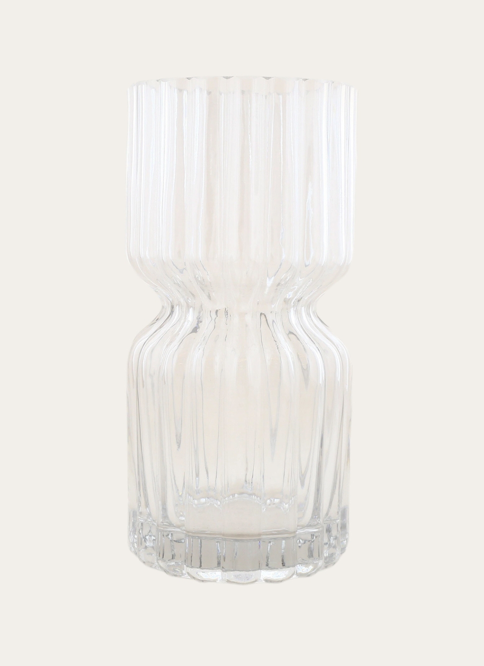 VASE EN VERRE STRIÉ TRANSPARENT