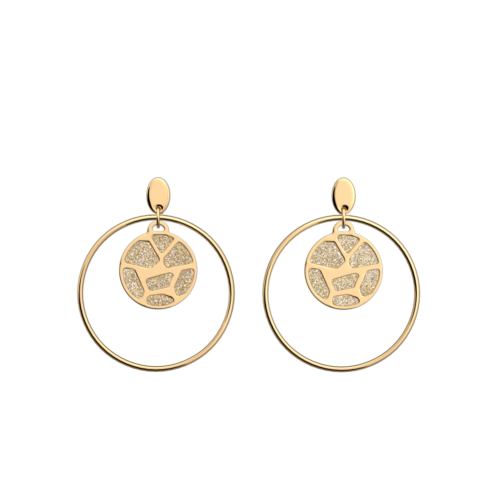 Boucles d'oreilles Girafe, cuirs réversibles Crème / Paillettes Dorées