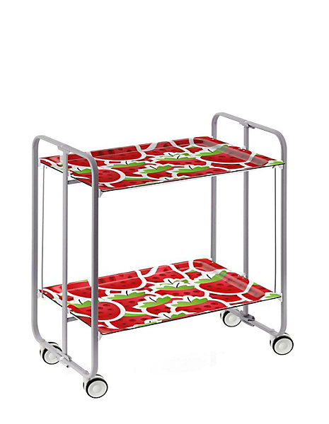 Desserte pliante BAUHAUS avec roulettes, Structure grise, 2 niveaux, 4 positions