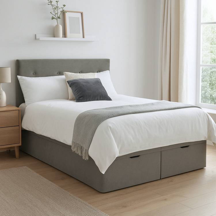 Millbrook Taylor Double Velvet EndLift Ottoman Bed - Grey