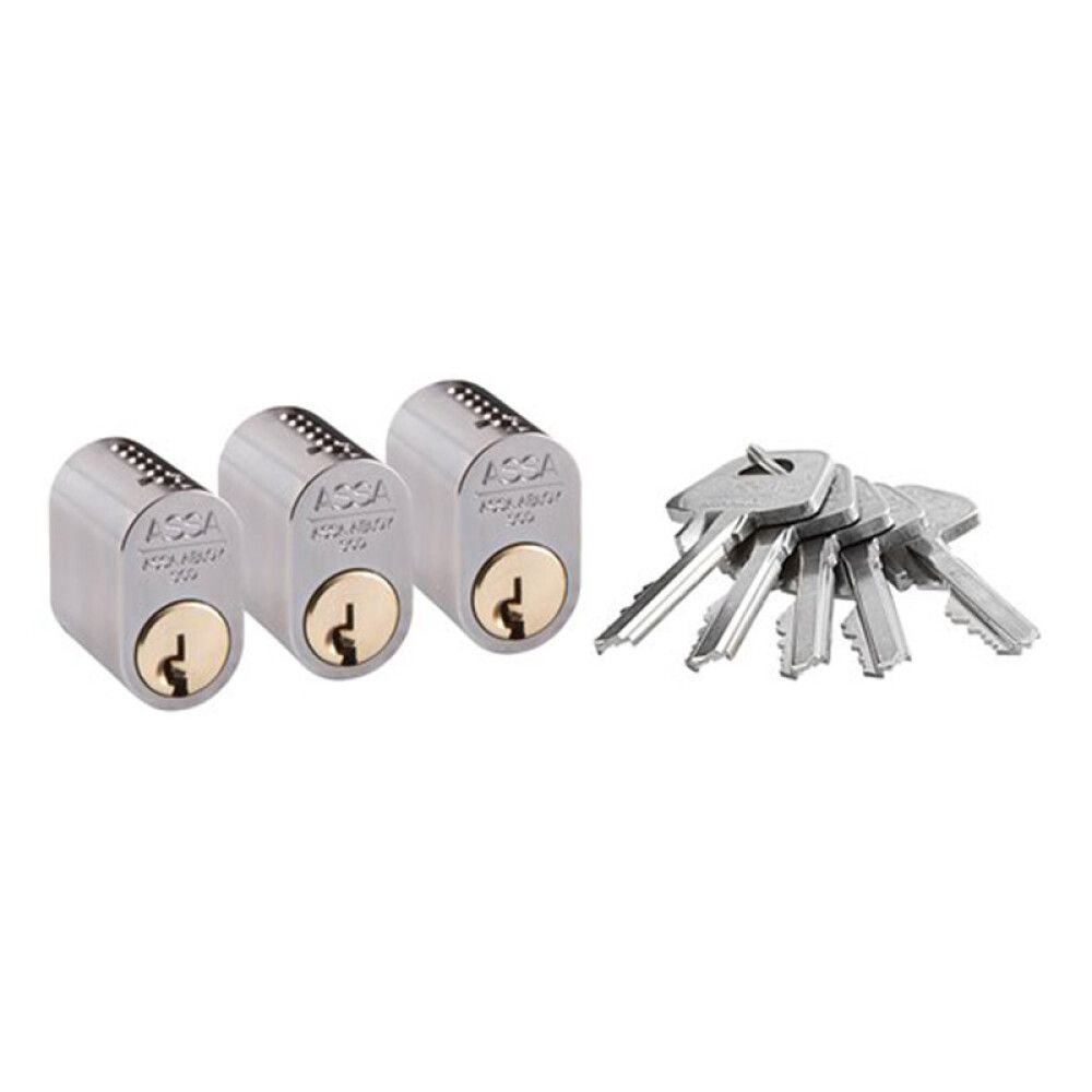 LÅSESYLINDER ASSA ABLOY 6-STIFT BASIC 1301 3STK NIKKEL
