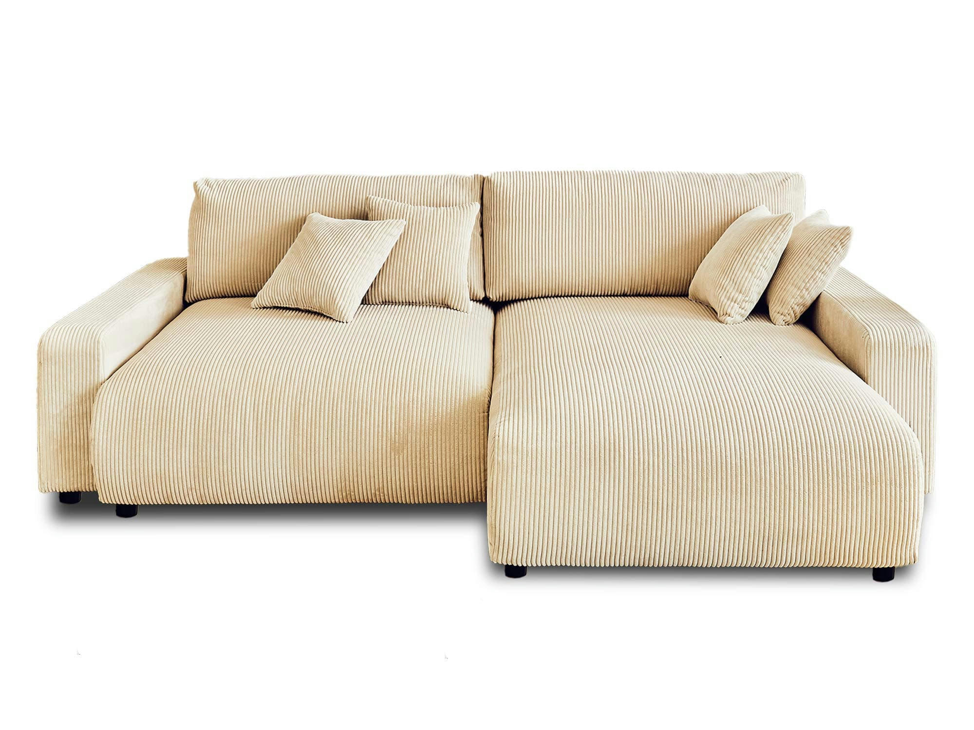 PIVOINE - Canapé d'angle réversible convertible 4 places en velours côtelé beige