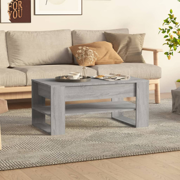 Stolik Kawowy Ława Stół Szary 102x55x45 Półka Do Salonu Do Pokoju