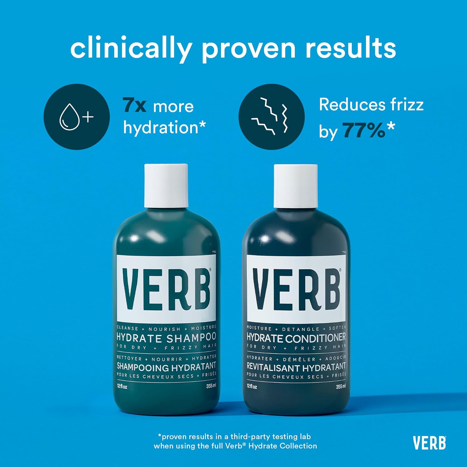 VERB Hydrate Shampoo + Conditioner Duo - Cleanses + Nourishes Dry + Frizzy Hair to Smooth + Reduce Frizz - Amber + Warm Jasmine Scent