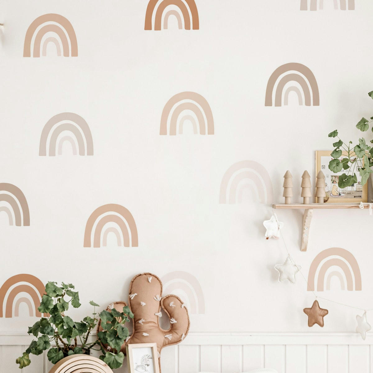 RAINBOWS2 - Stickers mureaux en vinyle arcs en ciel marron et beige