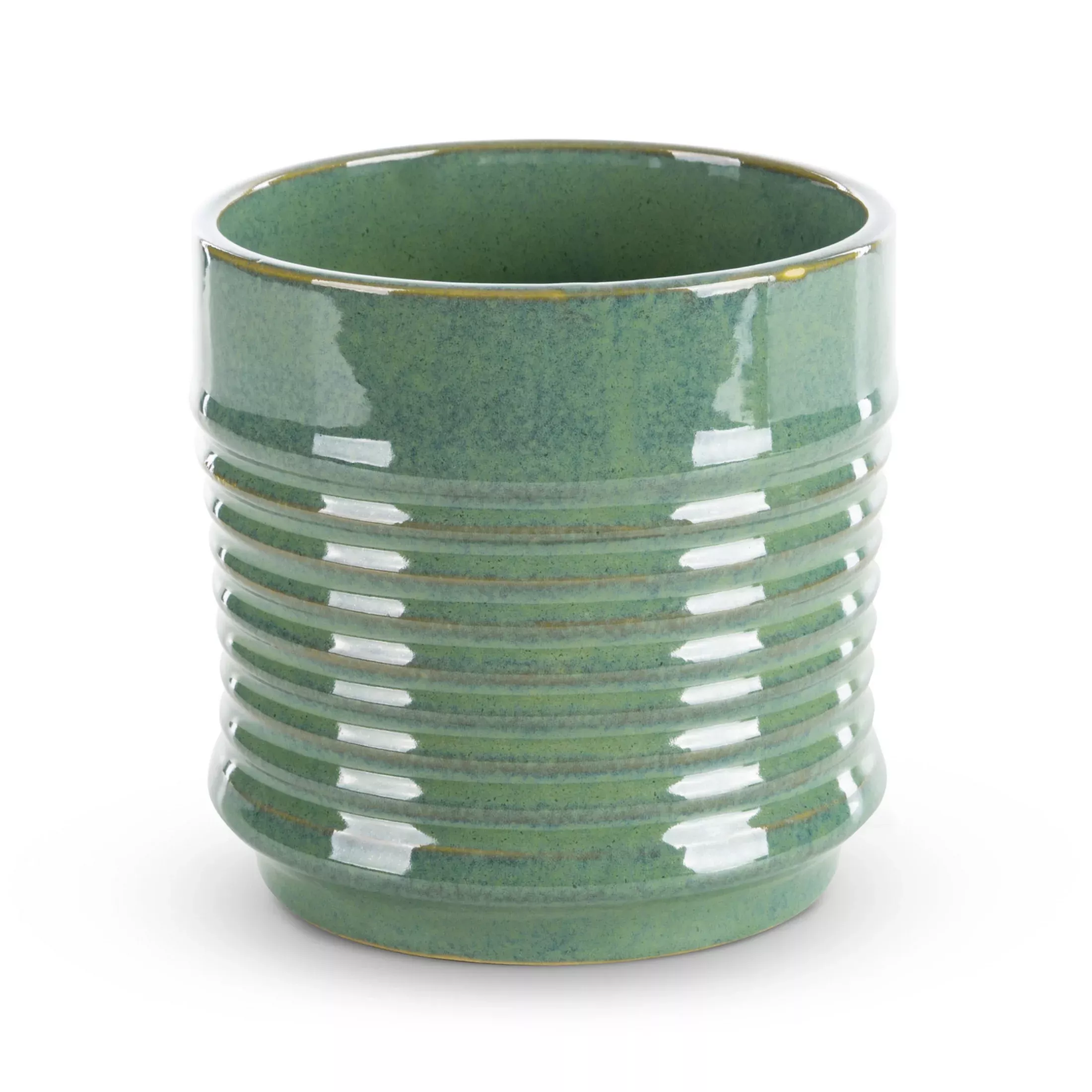 Donica ceramiczna zielona minimalistyczna, o kształcie walca średnica 17x17 cm SAMI