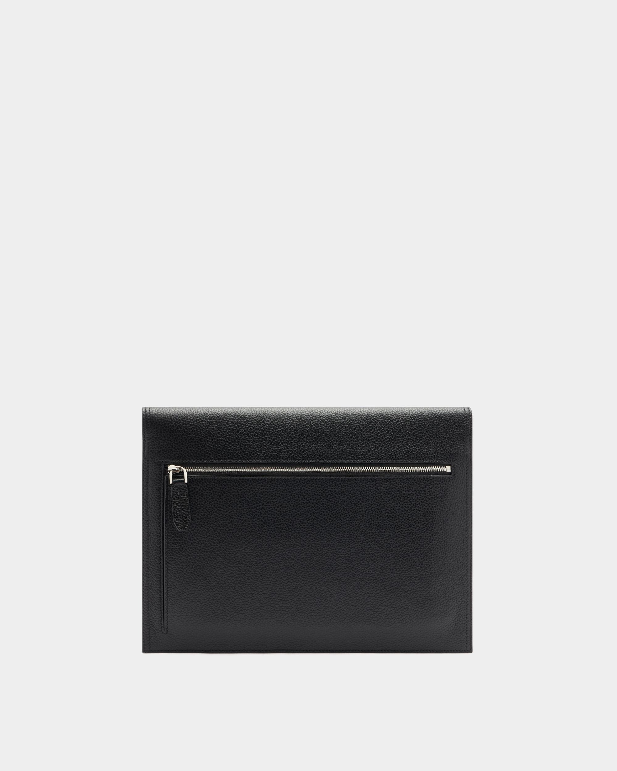 Capitol Umschlagtasche Aus Genarbtem Schwarzem Leder
