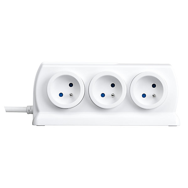 Multiprise 6 prises parafoudre USB 2m blanc