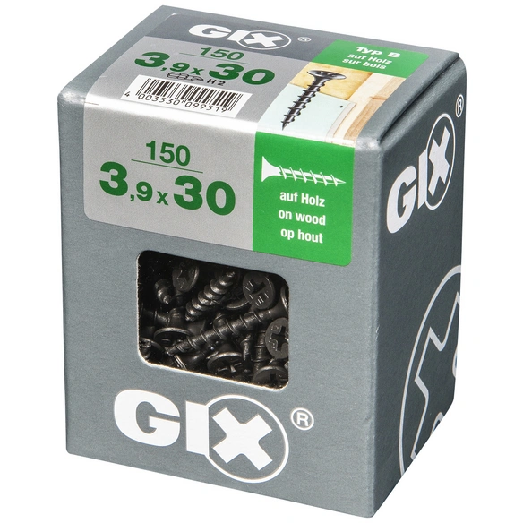 Grobgewindeschraube, 3,9 mm, Stahl, 150 Stk., GIX B 3,9x30 L