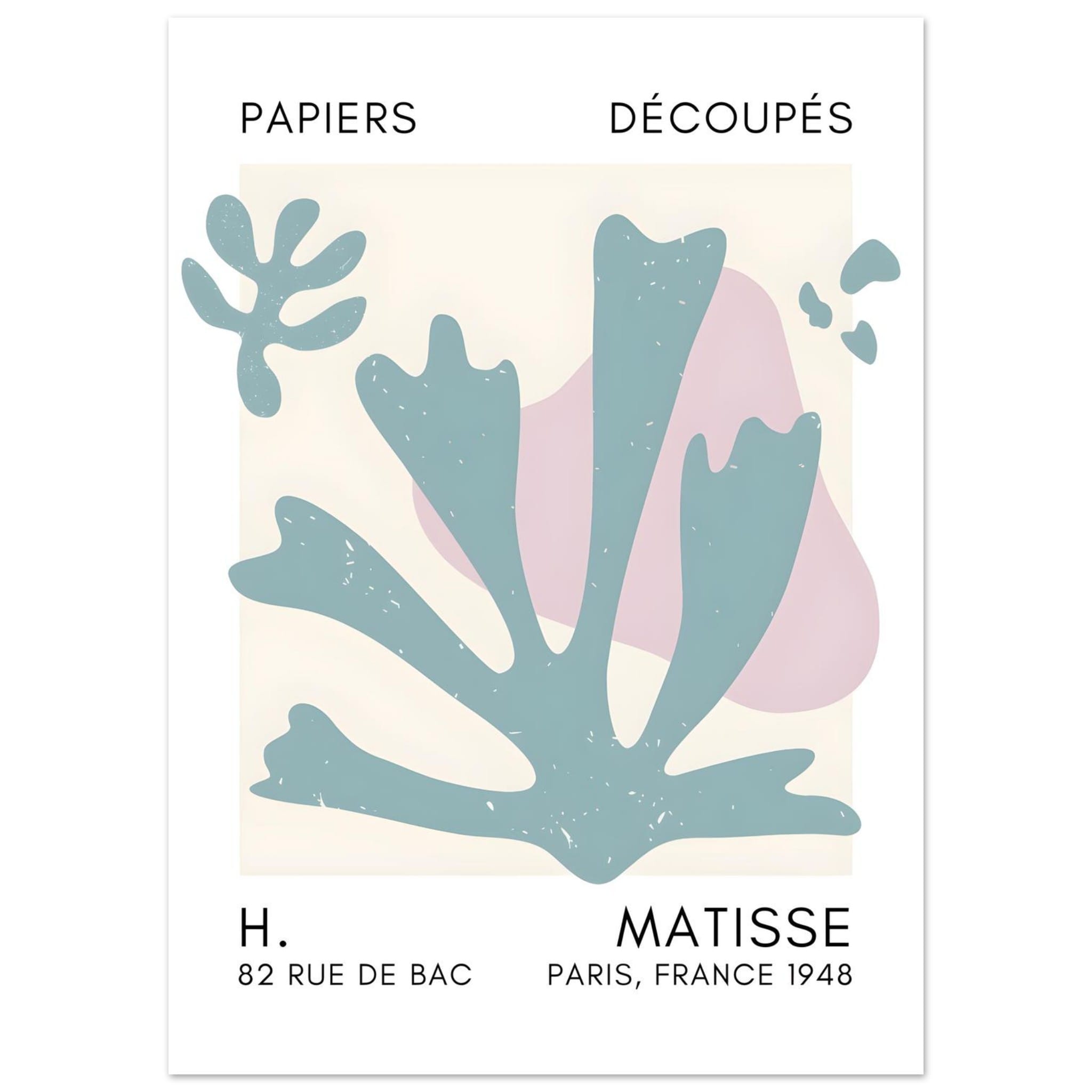 Artfulprints Poster Matisse – Abstract bloom turquoise  - 50x70 cm - Turquoise