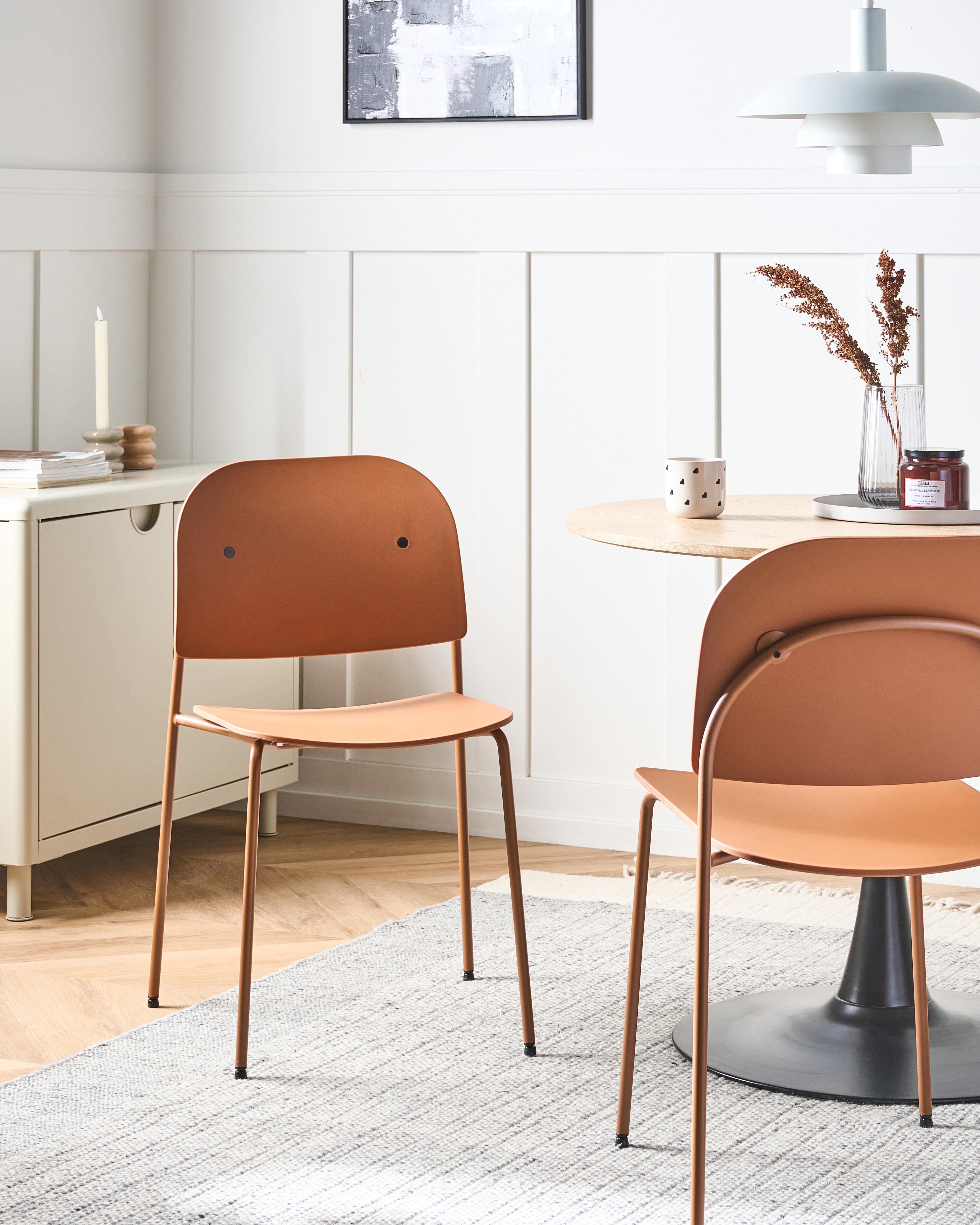 Set of 2 Dining Chairs WINDUST Metal Orange