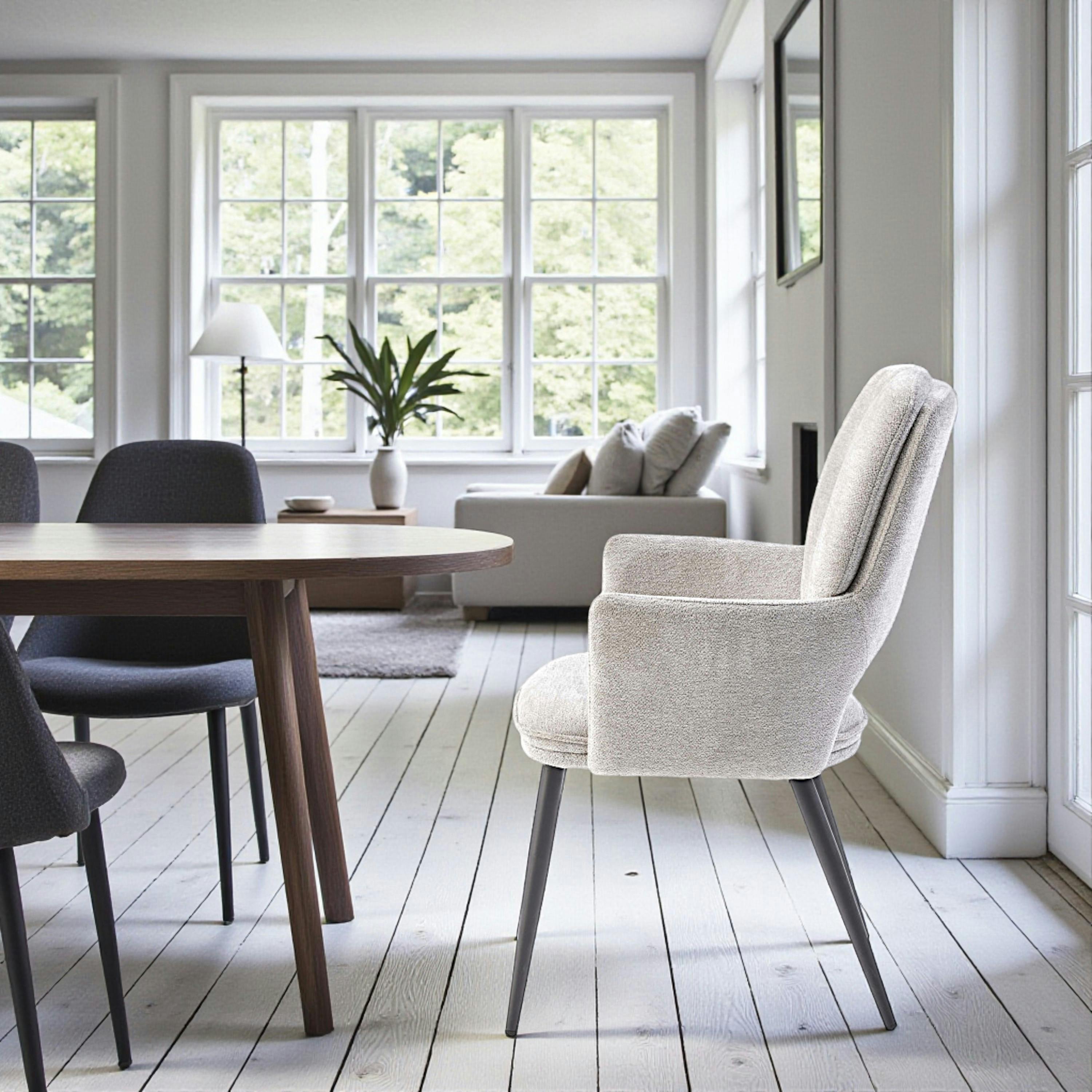 Fauteuil de table gris à dossier ouvert (lot de 2) LIGURIE