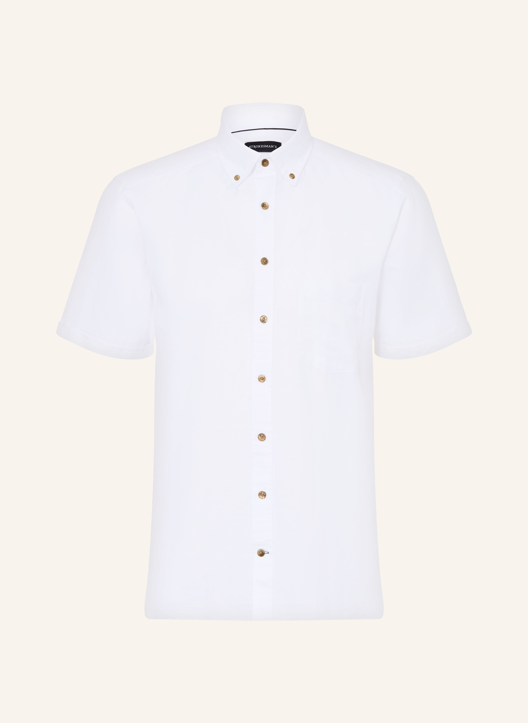 STROKESMAN'S Kurzarm-Hemd Comfort Fit mit Leinen