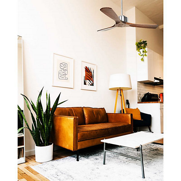 Modulo de KlassFan - Super destratificateur et ventilateur DC 132 cm Chrome pales bois sombre sans Lumière25 à 40 m²