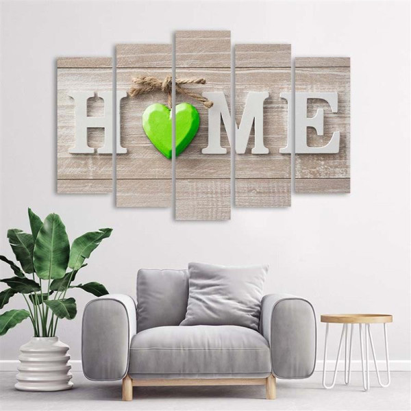 Feeby Obraz 5 częściowy Napis Home z sercem 100x70