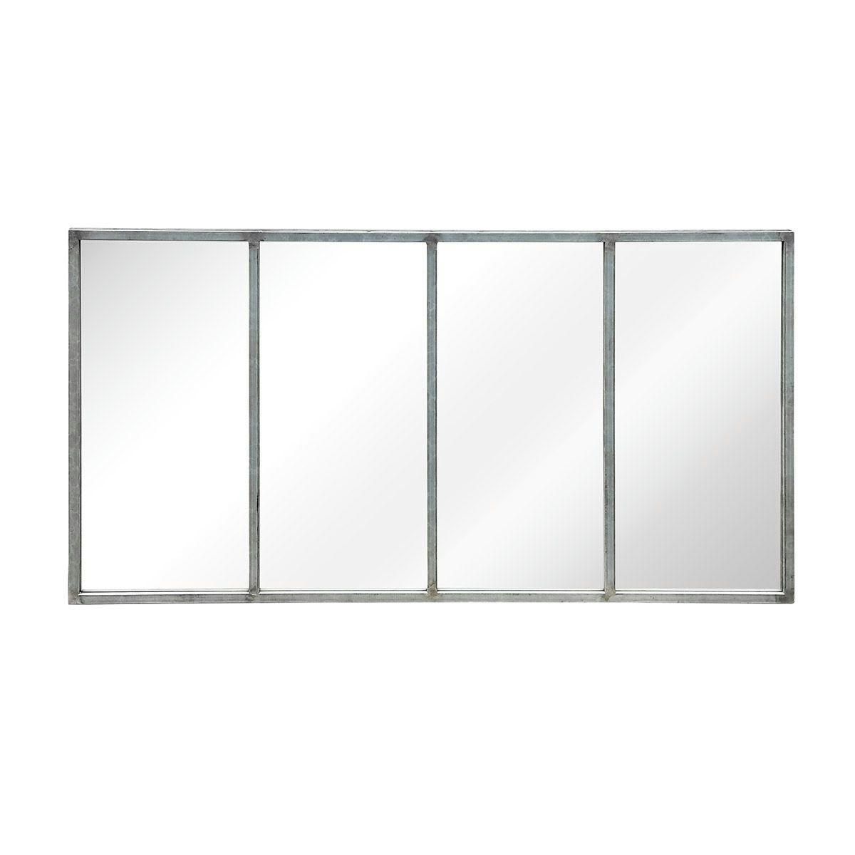 BARNEY - Miroir atelier verrière en métal gris 75x140