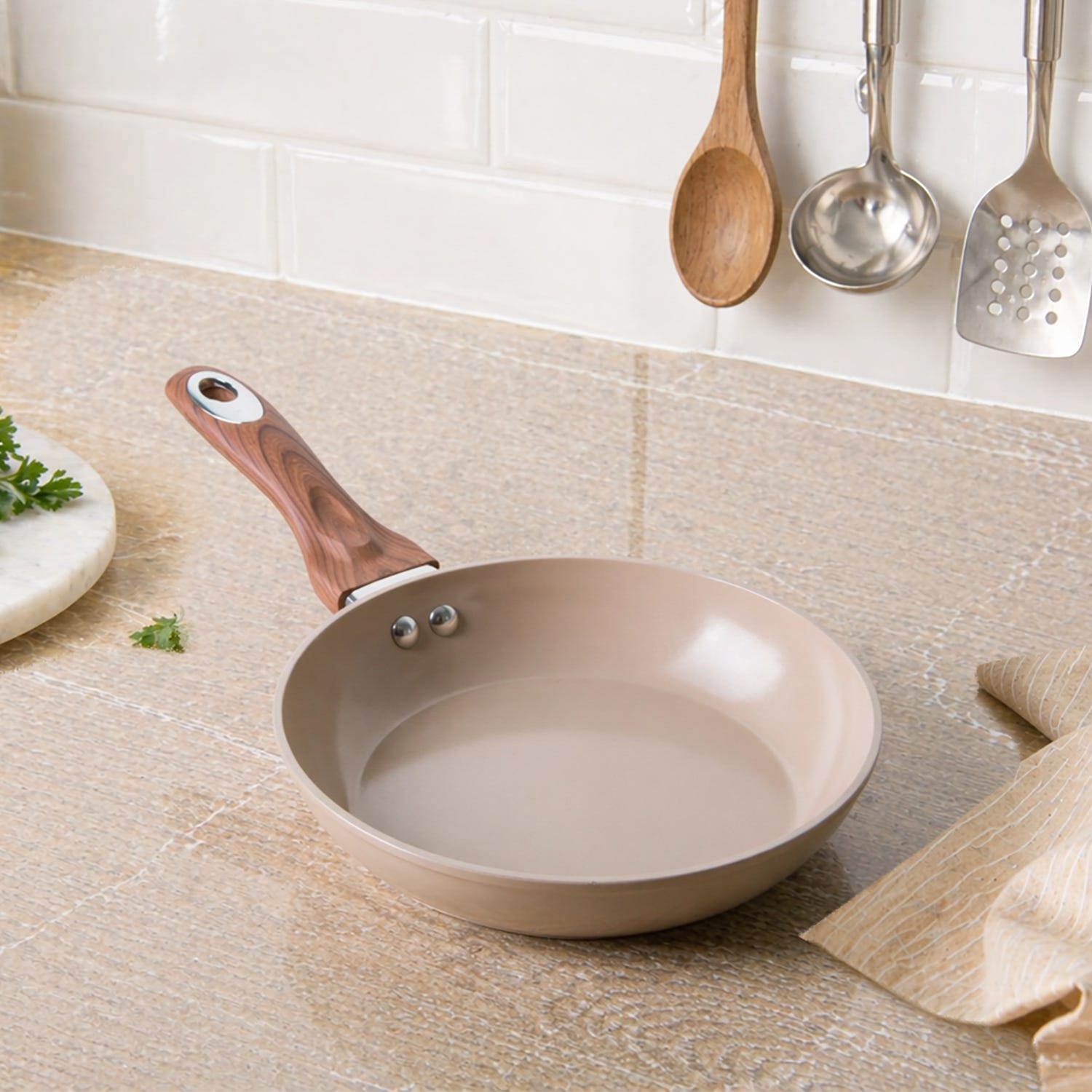 Padella 20 cm in ceramica taupe New Ceramic