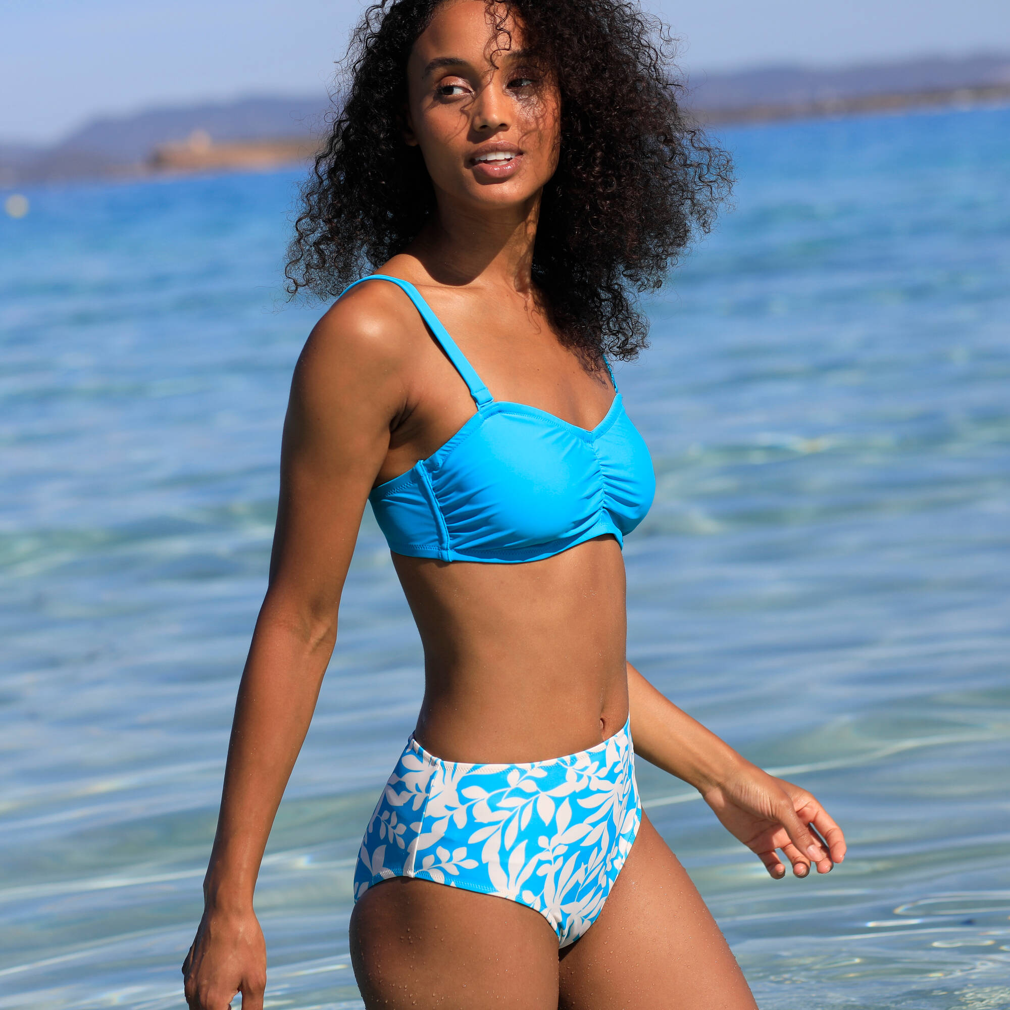 Bas de maillot de bain taille haute imprimé Linao