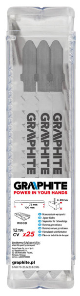 Brzeszczoty do wyrzynarki, 15TPI T, 25 szt. GRAPHITE