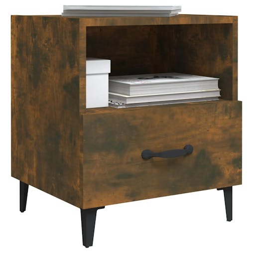 NNEVL Bedside Cabinets 2 pcs Smoked Oak Engineered Wood