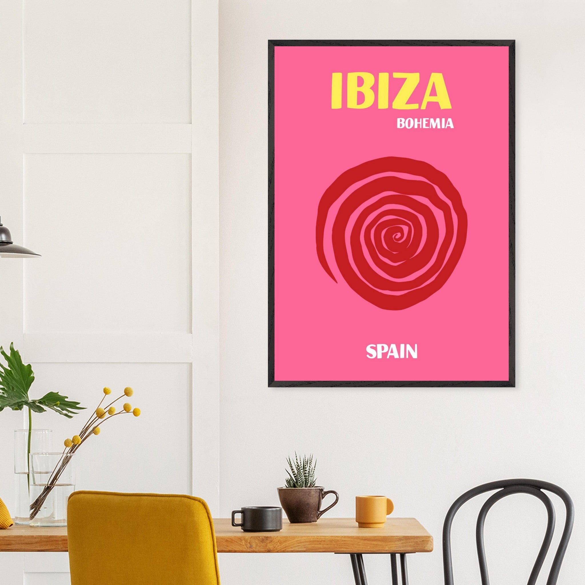 Artfulprints Poster Spanje - Ibiza  - 70x100 cm - Roze