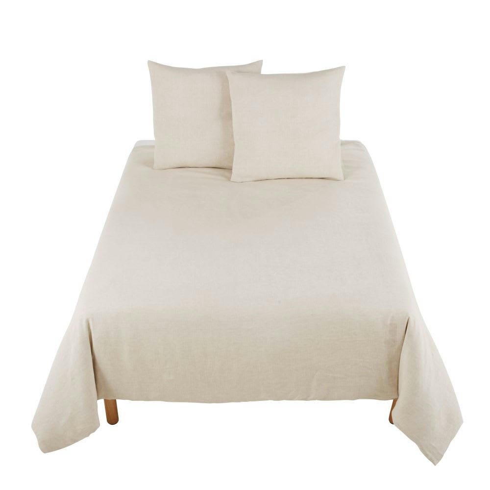 - Parure de lit en lin lavé beige 240x260