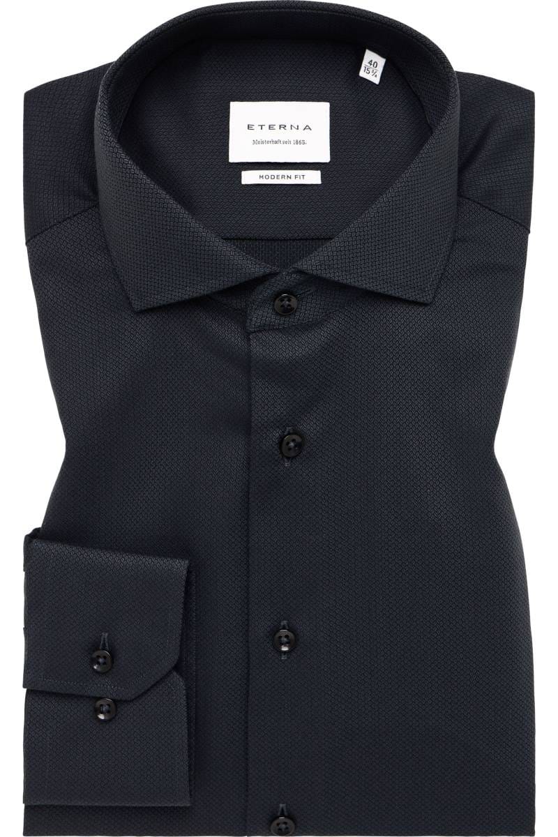 ETERNA Modern Fit Hemd schwarz, Strukturiert