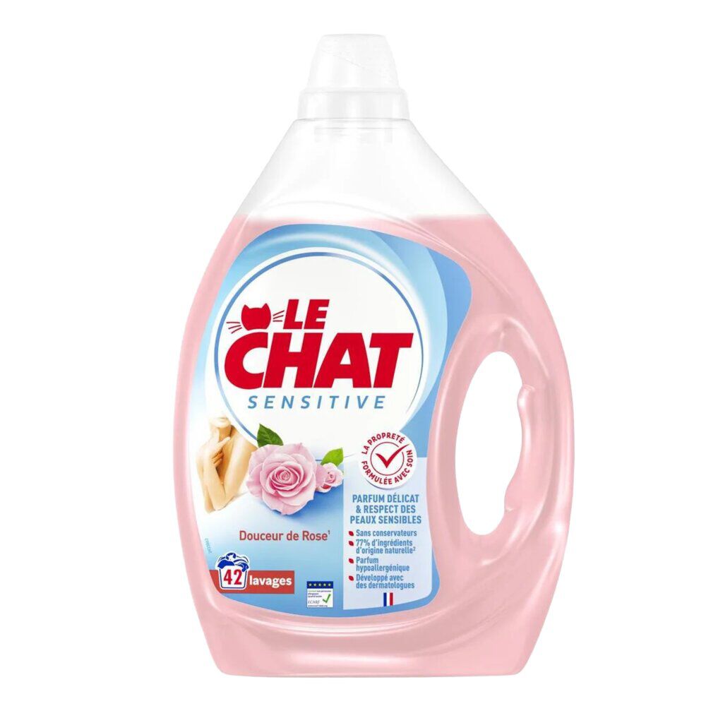 Lessive liquide Le Chat Sensitive douceur de rose 42 lavages 1,9L