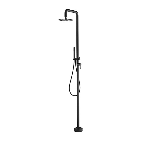 Douche de piscine en inox 316 noir finition mate et robinet monocommande