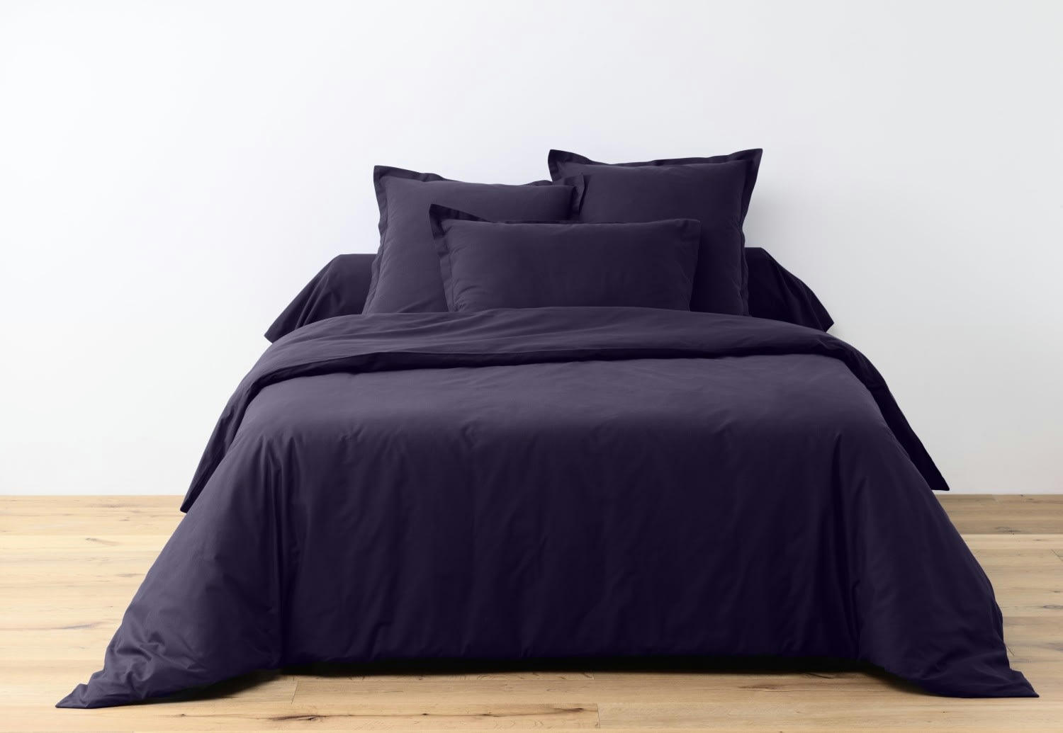 UNI BP - Parure housse de couette coton bleu 220x240 cm