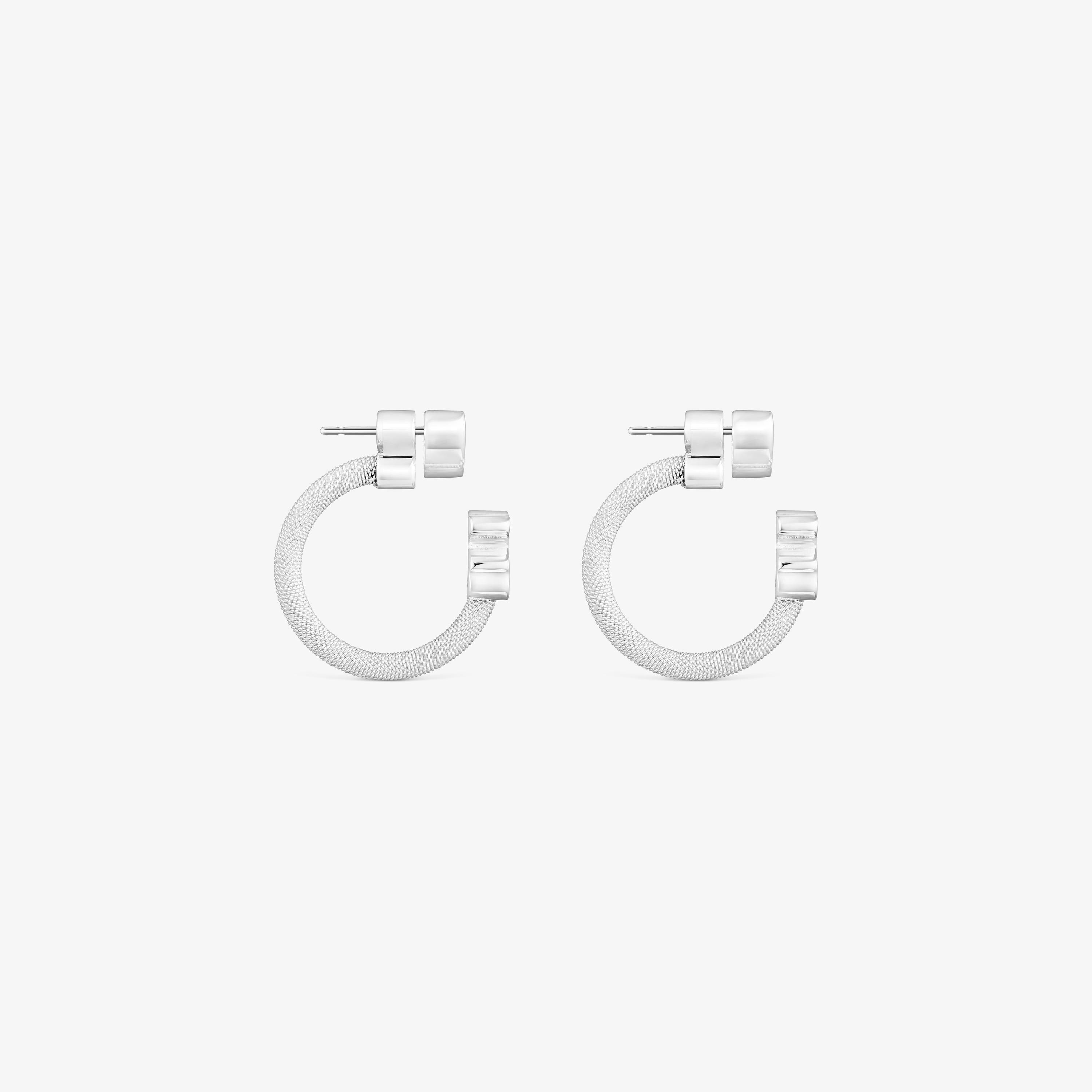 Pendientes aro de plata y motivos Icon Mesh