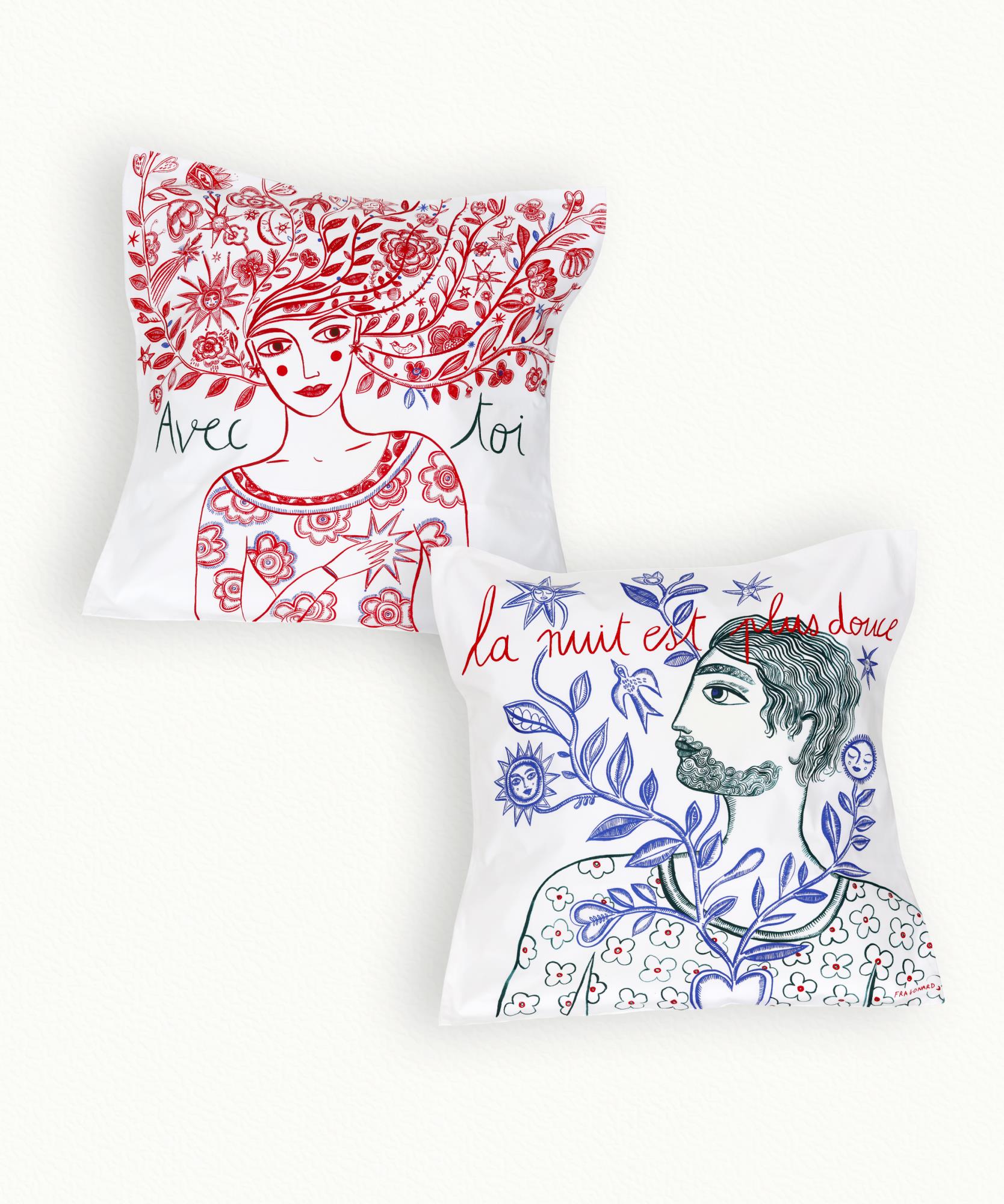 2 Taies d' oreiller Douce Nuit - 65 x 65 cm