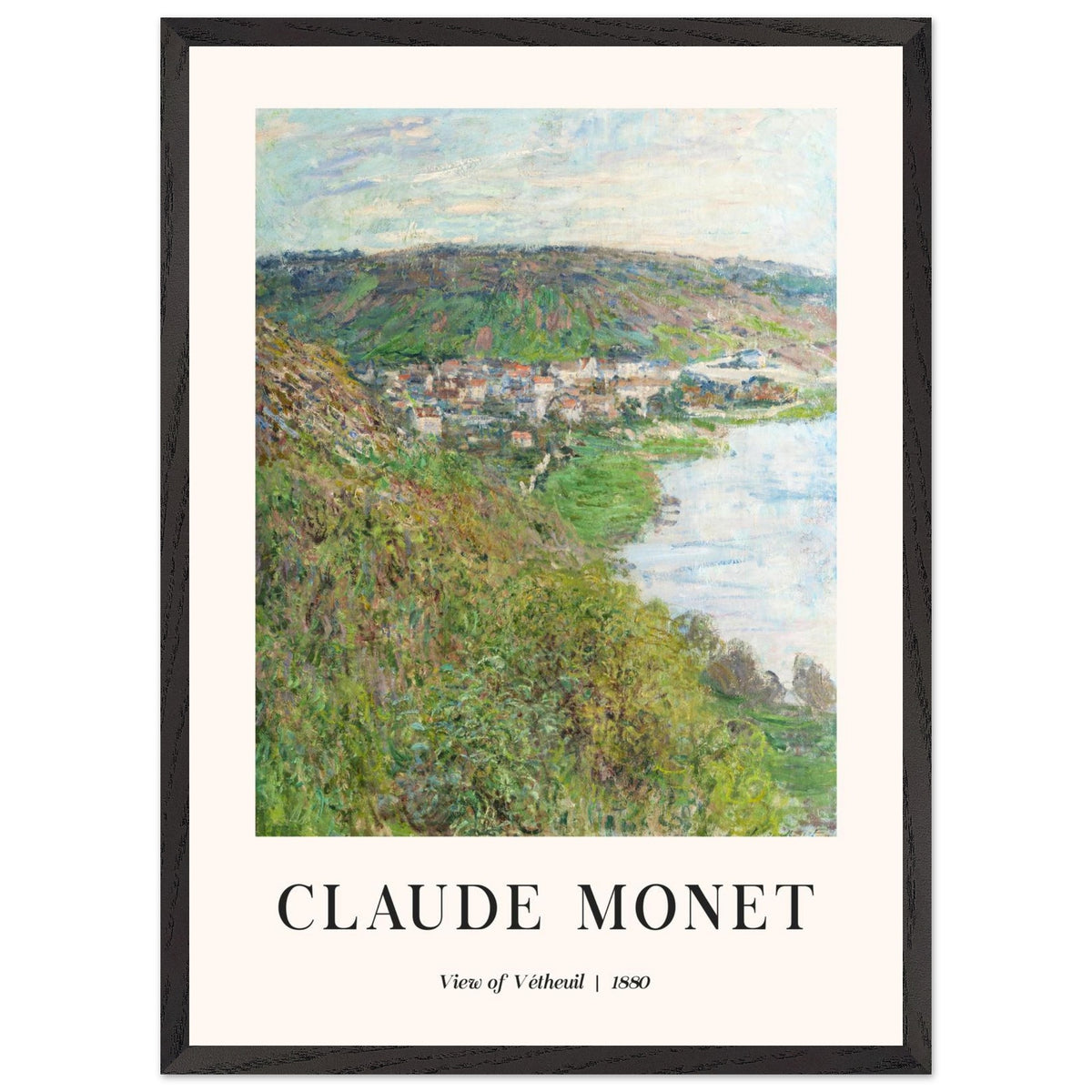 Artfulprints Poster met Lijst Claude Monet - View of Vétheuil  - 50x70 cm - Groen
