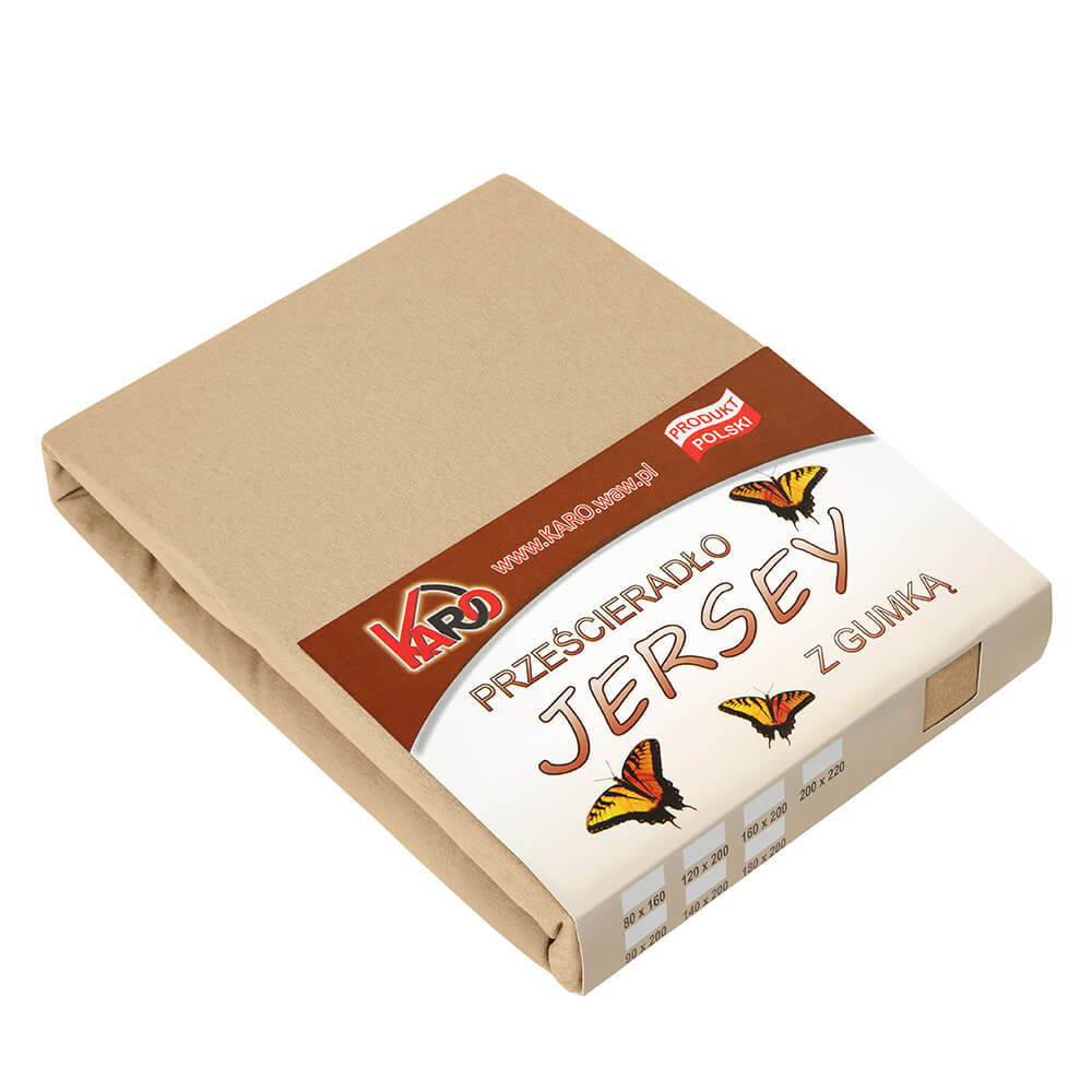 Prześcieradło jersey z gumką 140x200 beżowe 150g/m2 KARO