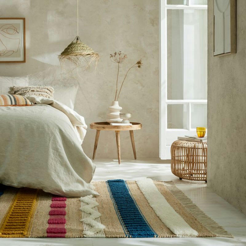 MEDINA - Tapis en jute à reliefs crème  Multicolore 160 x 230