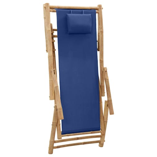 NNEVL Deck Chair Bamboo and Canvas Navy Blue