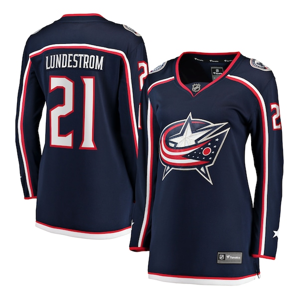 Isac Lundestrom Columbus Blue Jackets  Women's Home Breakaway Jersey - Navy