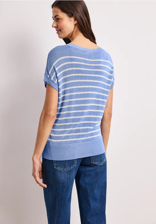 Pullover mit Boatneck und Streifen