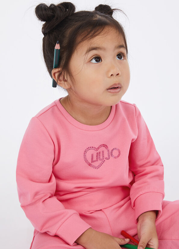 Felpa con logo e strass