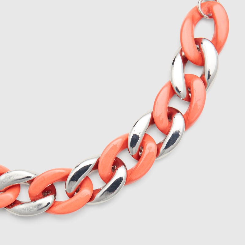 Silver and pink chain bracelet