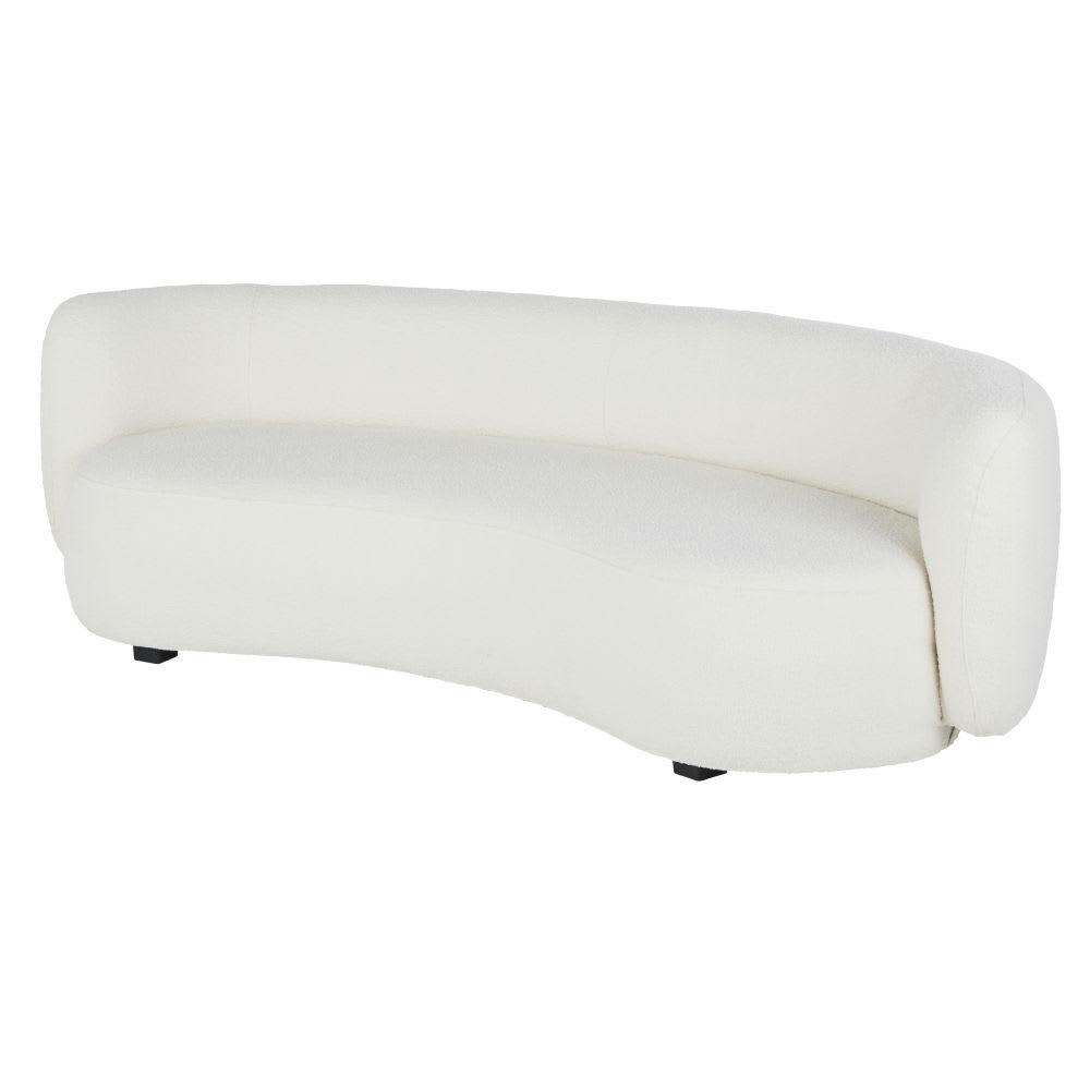 Curve - Canapé 3/4 places tissu écru effet laine bouclée